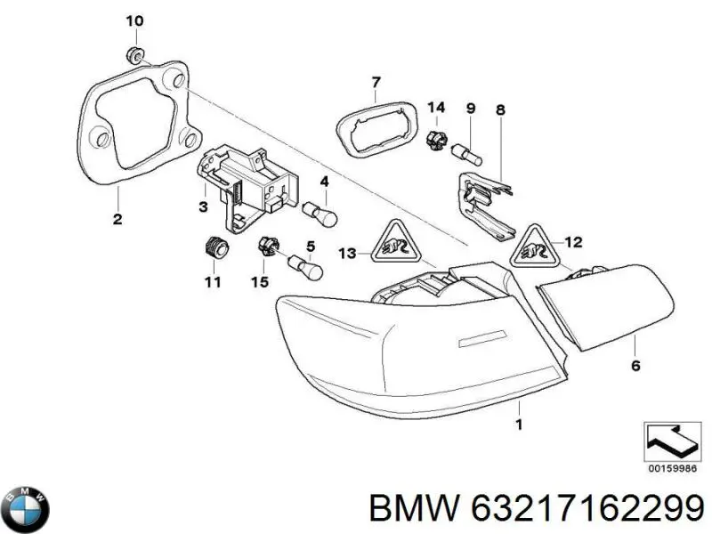 Lanterna traseira esquerda interna para BMW 3 (E92)
