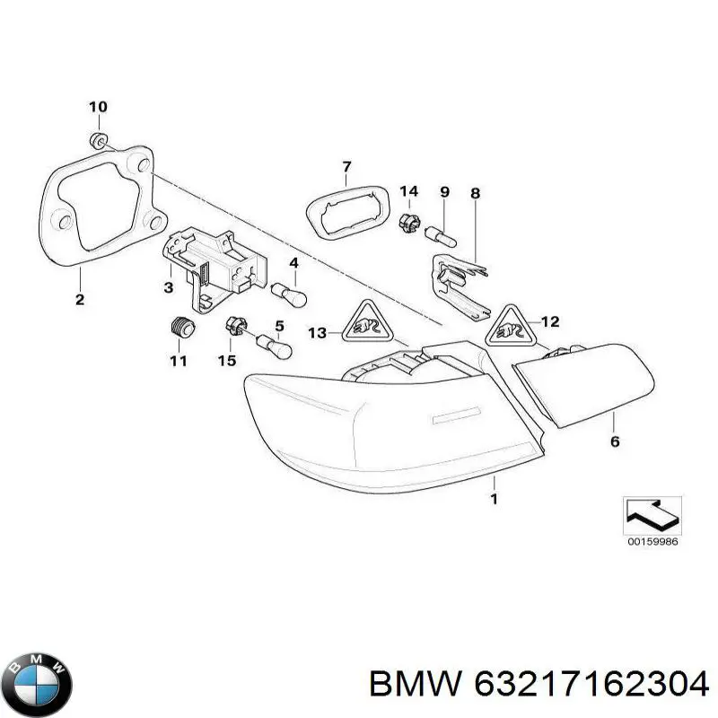 Фонарь задний правый внутренний 63217162304 BMW