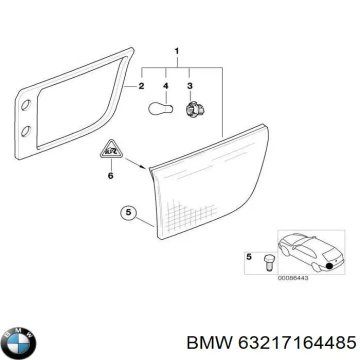 Фонарь задний левый внутренний 63217164485 BMW