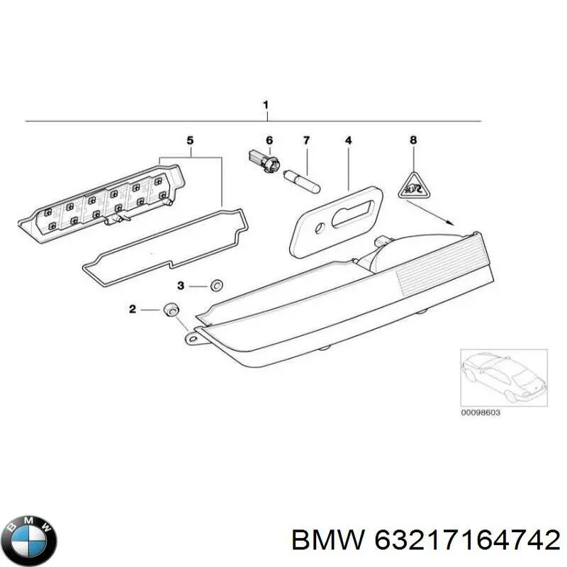 Фонарь задний правый внутренний на BMW 7 (E65, E66, E67) купить.