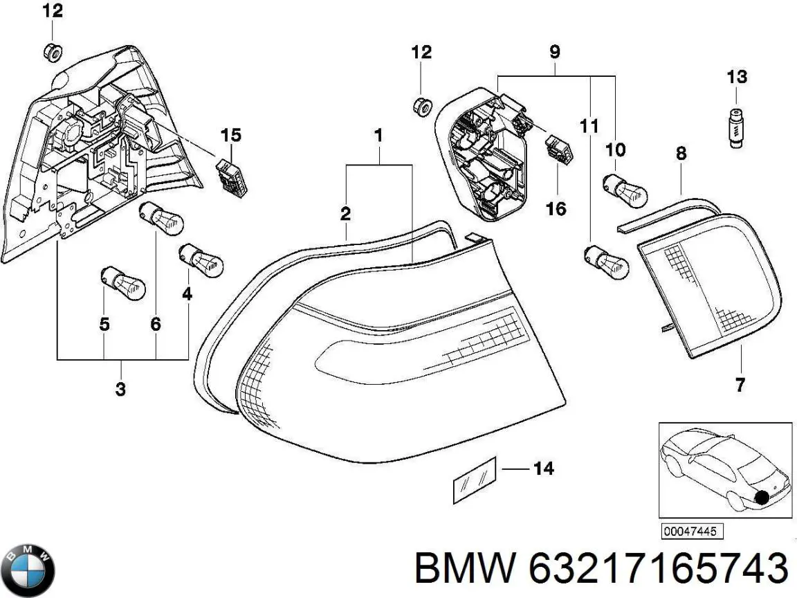 Цоколь (патрон) заднего фонаря 63217165743 BMW