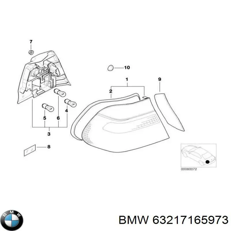 63217165973 BMW Плата заднего фонаря контактная