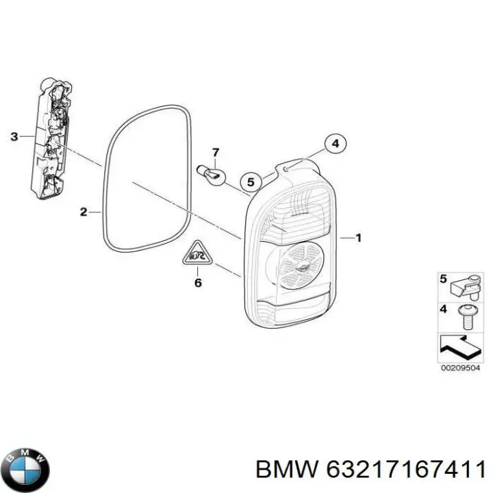 Фонарь задний левый 63217167411 BMW