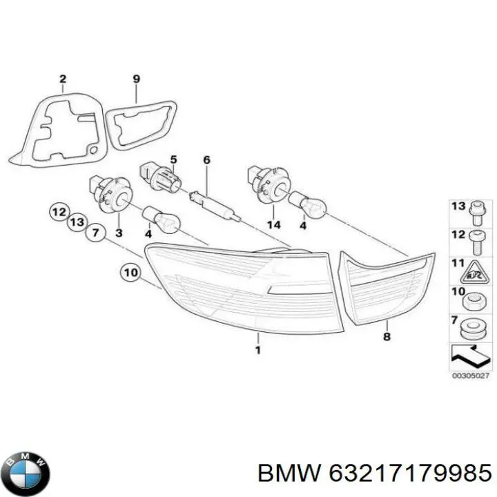 Фонарь задний левый 63217179985 BMW