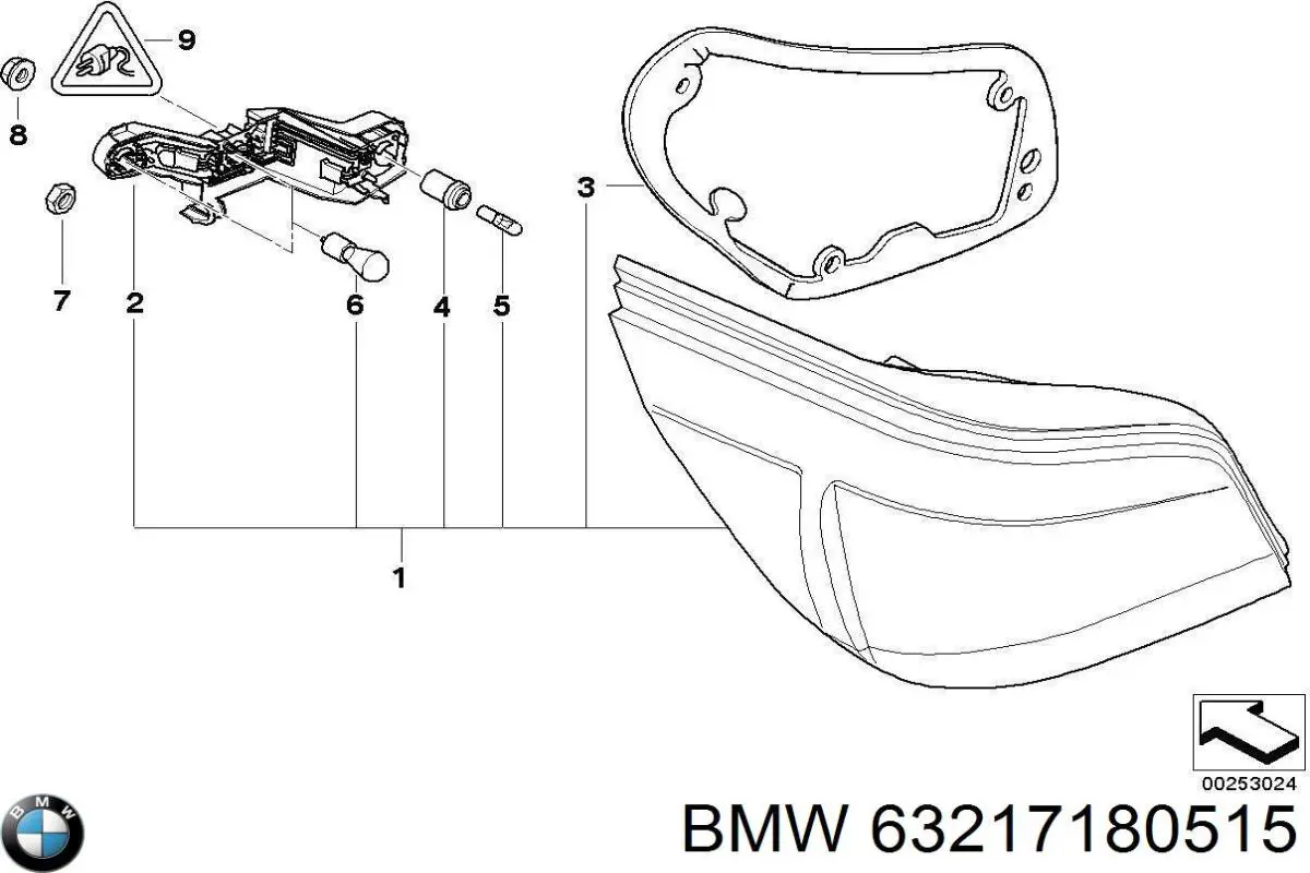 Фонарь задний левый 63217180515 BMW