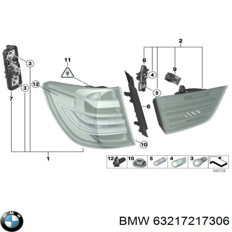 Фонарь задний правый внешний 63217217306 BMW