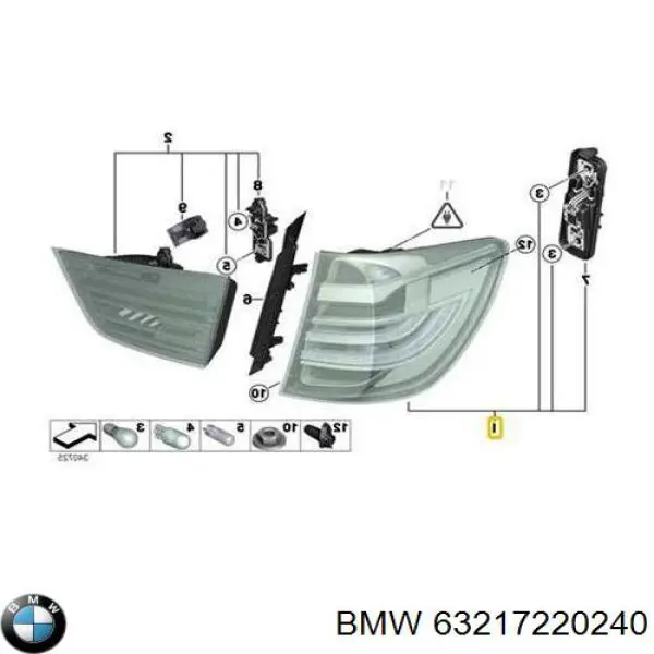 Фара задняя правая внешняя BMW 63217220240 цена, от 144.54 USD