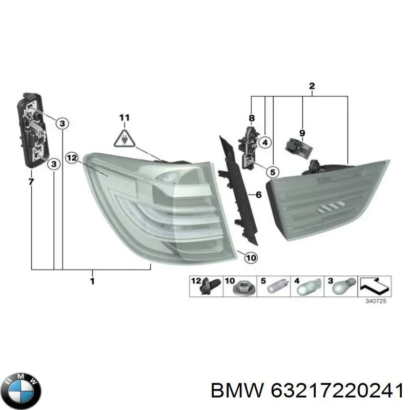 Фонарь задний левый 63217220241 BMW