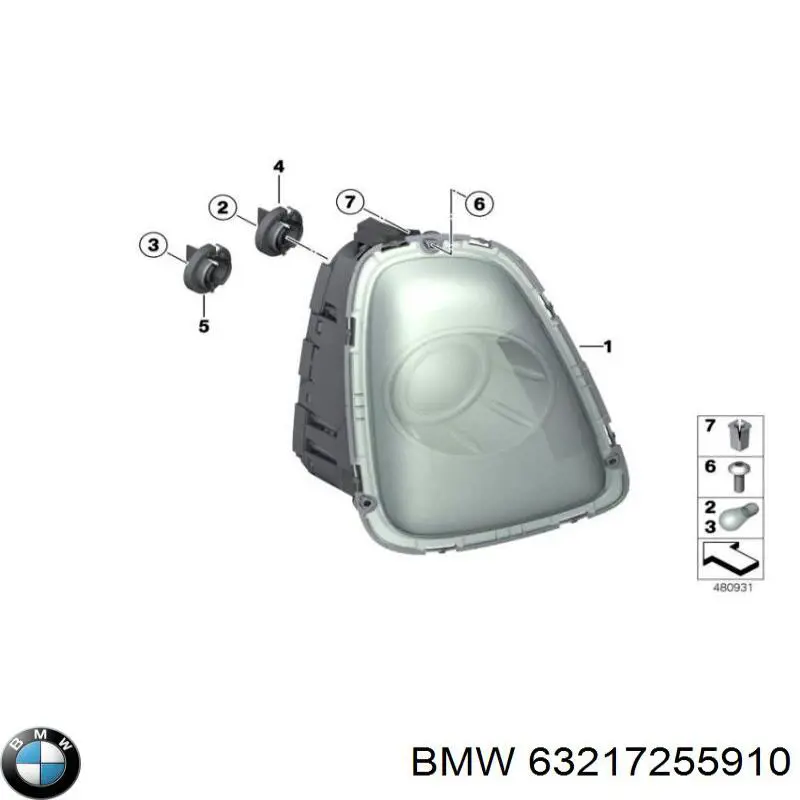 Фонарь задний правый 63217255910 BMW