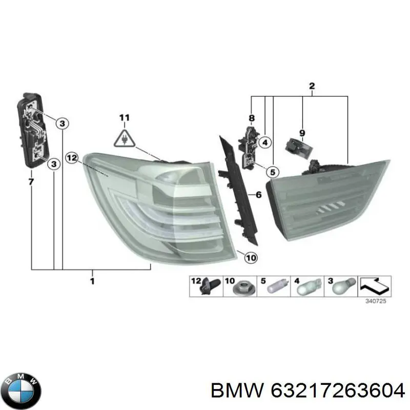 63217263604 BMW placa sobreposta da luz traseira