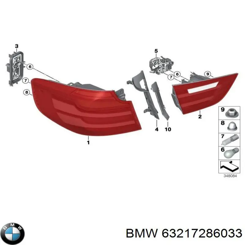 Фонарь задний левый внутренний 63217286033 BMW