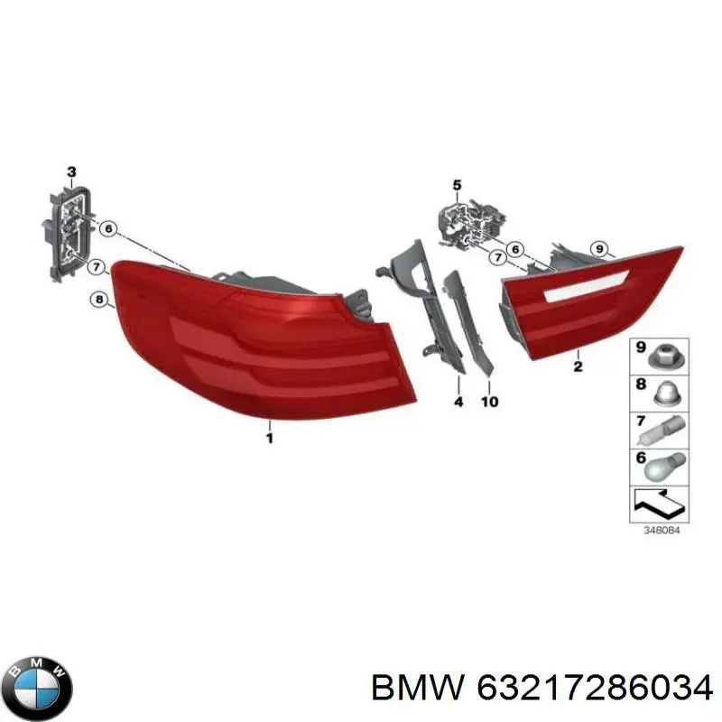 Фонарь задний правый, внутренний BMW 63217286034 цена, от 57.20 USD