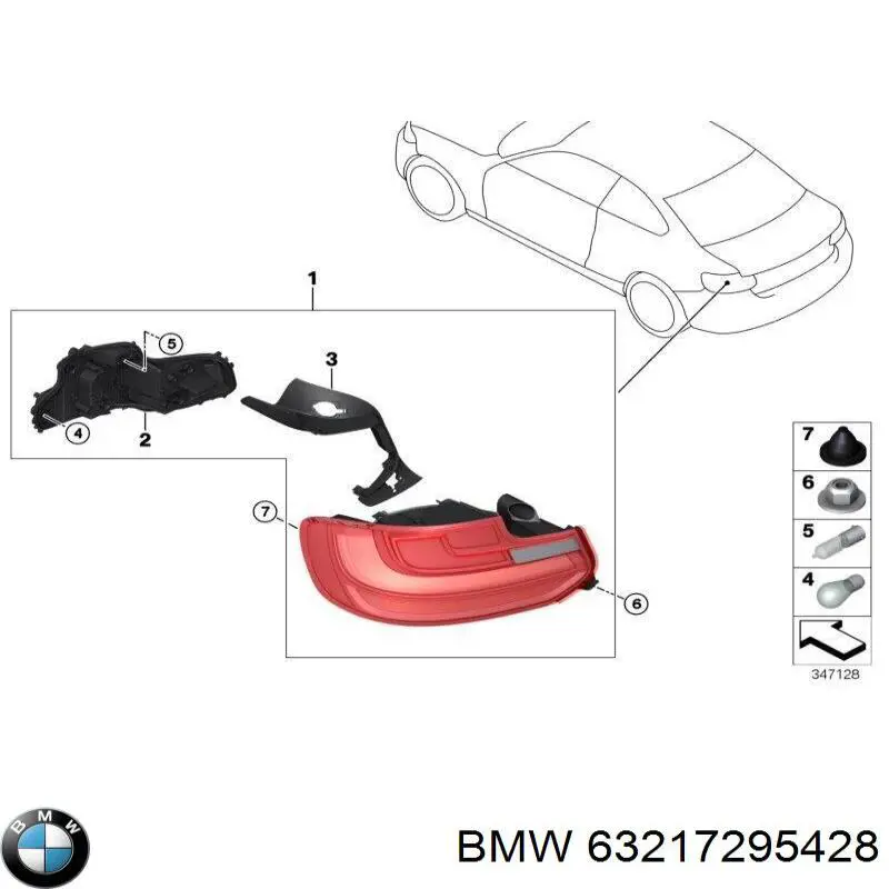 Фонарь задний правый 63217295428 BMW