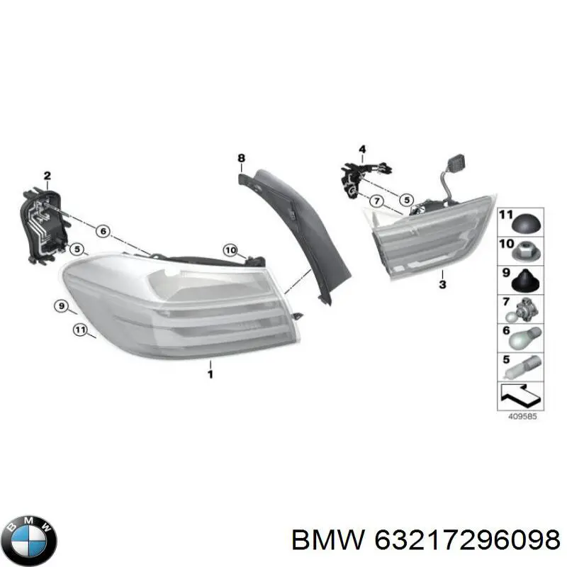 Фара задняя правая внешняя BMW 63217296098 цена, от 177.69 USD