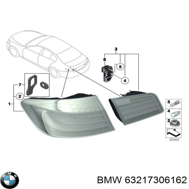 Фонарь задний правый внешний 63217306162 BMW