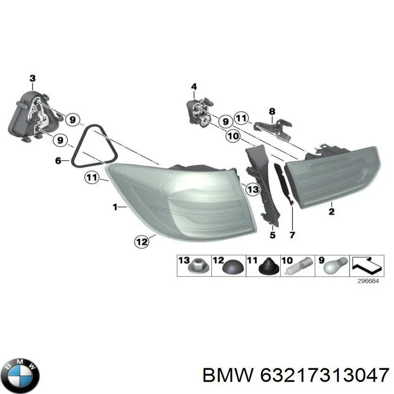 63217313047 BMW Плата заднего фонаря контактная
