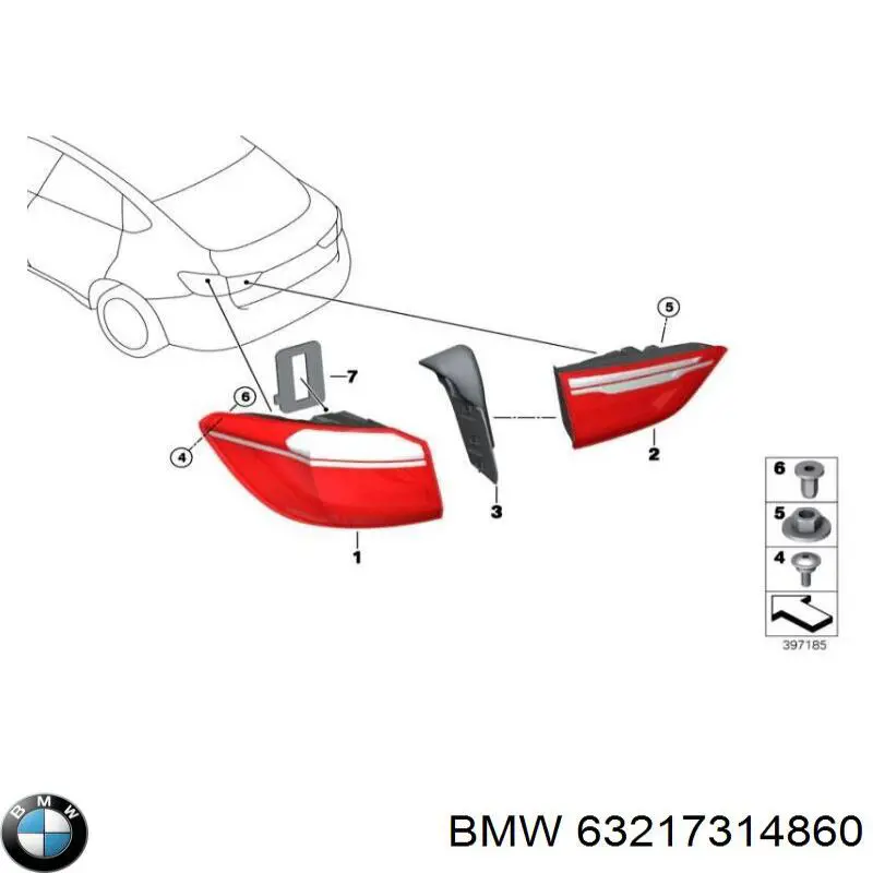 Фонарь задний правый внешний 63217314860 BMW