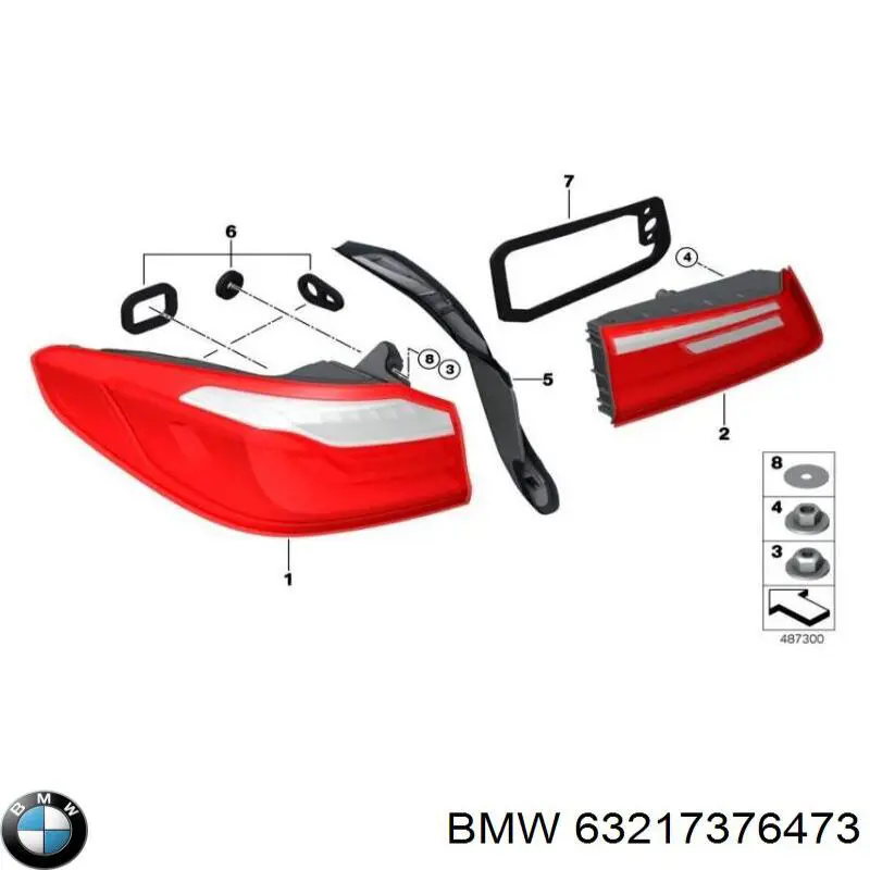 Фонарь задний левый, внутренний BMW 63217376473 цена, от 62.08 USD