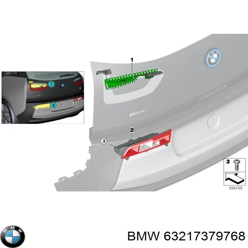 Фонарь задний правый, внутренний BMW 63217379768 цена, от 96.70 USD