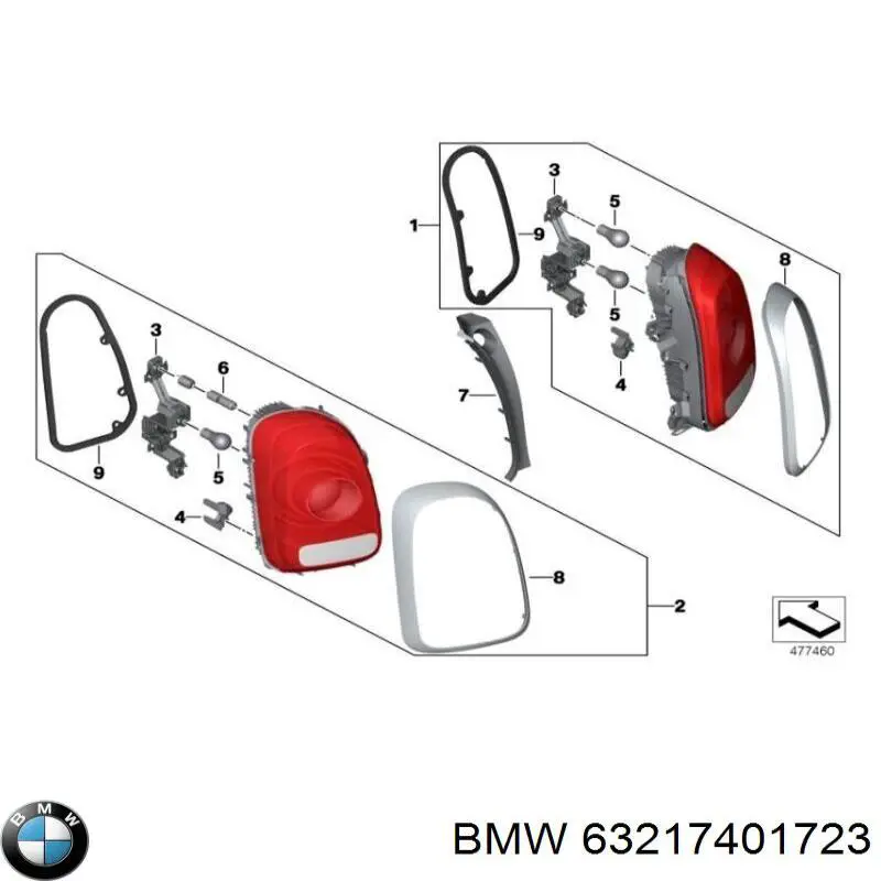 Фонарь задний левый 63217401723 BMW