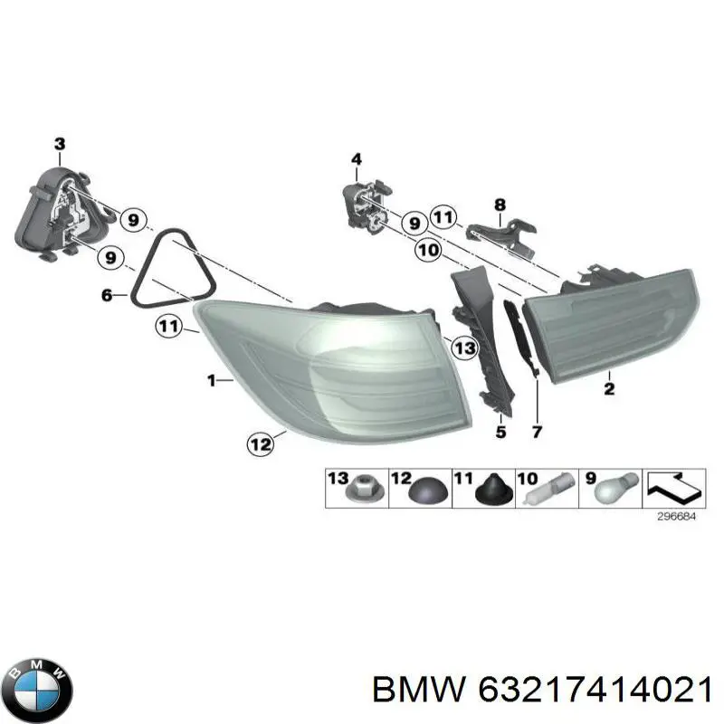 Фонарь задний левый 63217414021 BMW