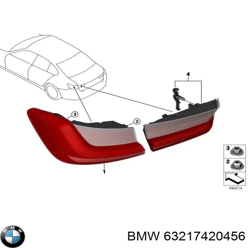 Фонарь задний правый внутренний BMW 63217420456