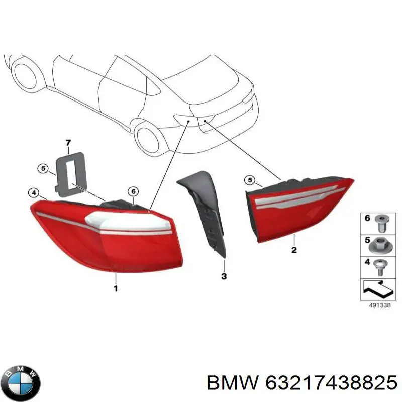 Фонарь задний левый, внутренний BMW 63217314863 цена, от 185.03 USD