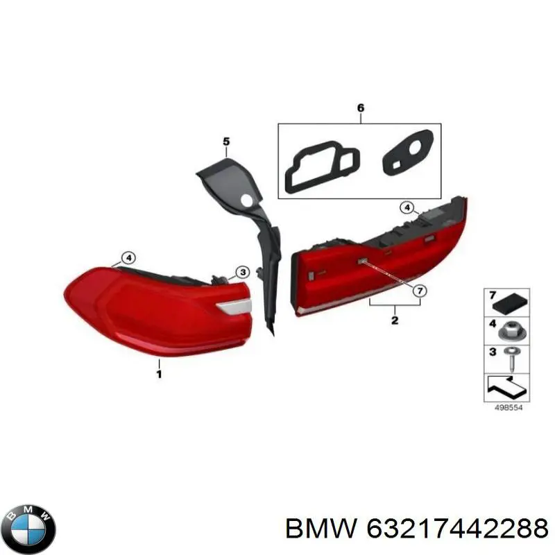 63217442288 BMW Задний правый внешний фонарь