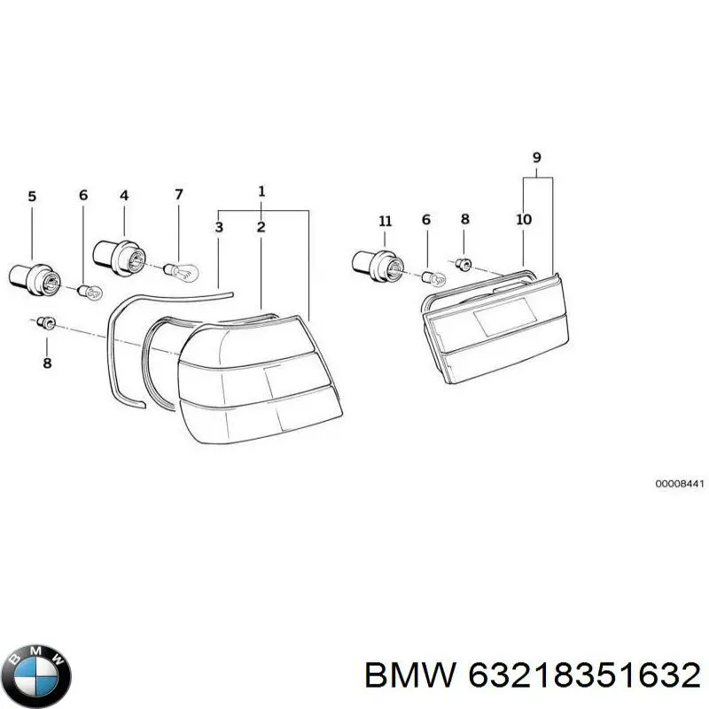 63218351632 BMW фонарь задний правый внутренний