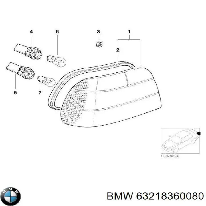 Фонарь задний правый BMW 63218360080 цена, от 31.67 USD