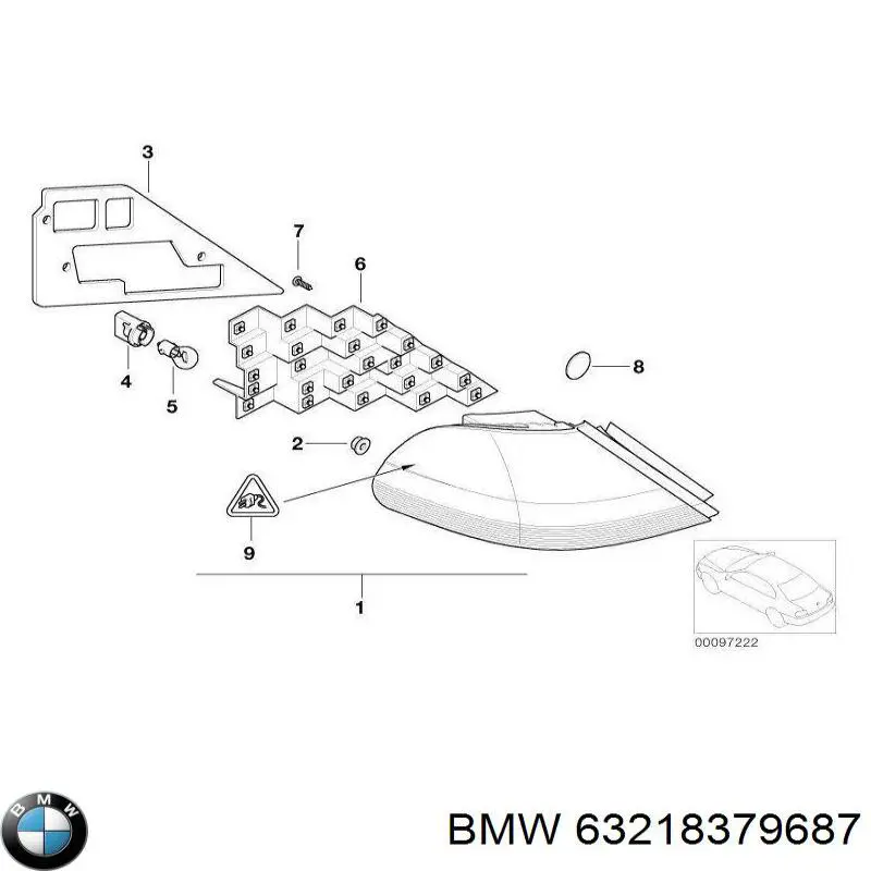 63217164733 BMW lanterna traseira esquerda externa