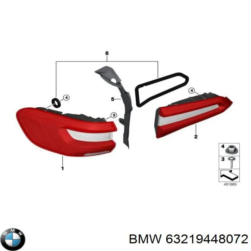 Фара задняя правая внешняя BMW 63219448072 цена, от 122.74 USD