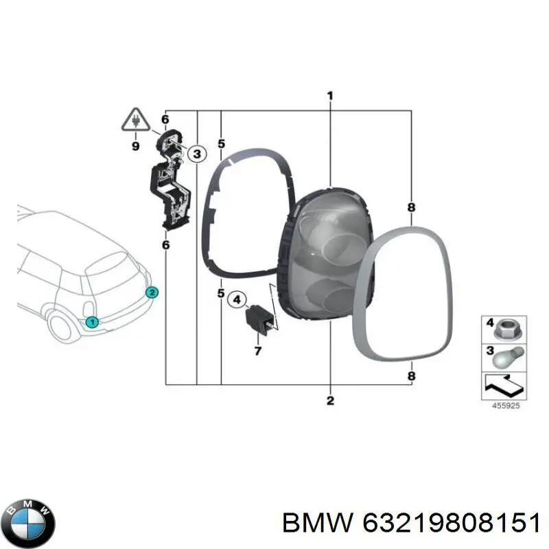 Фонарь задний левый 63219808151 BMW