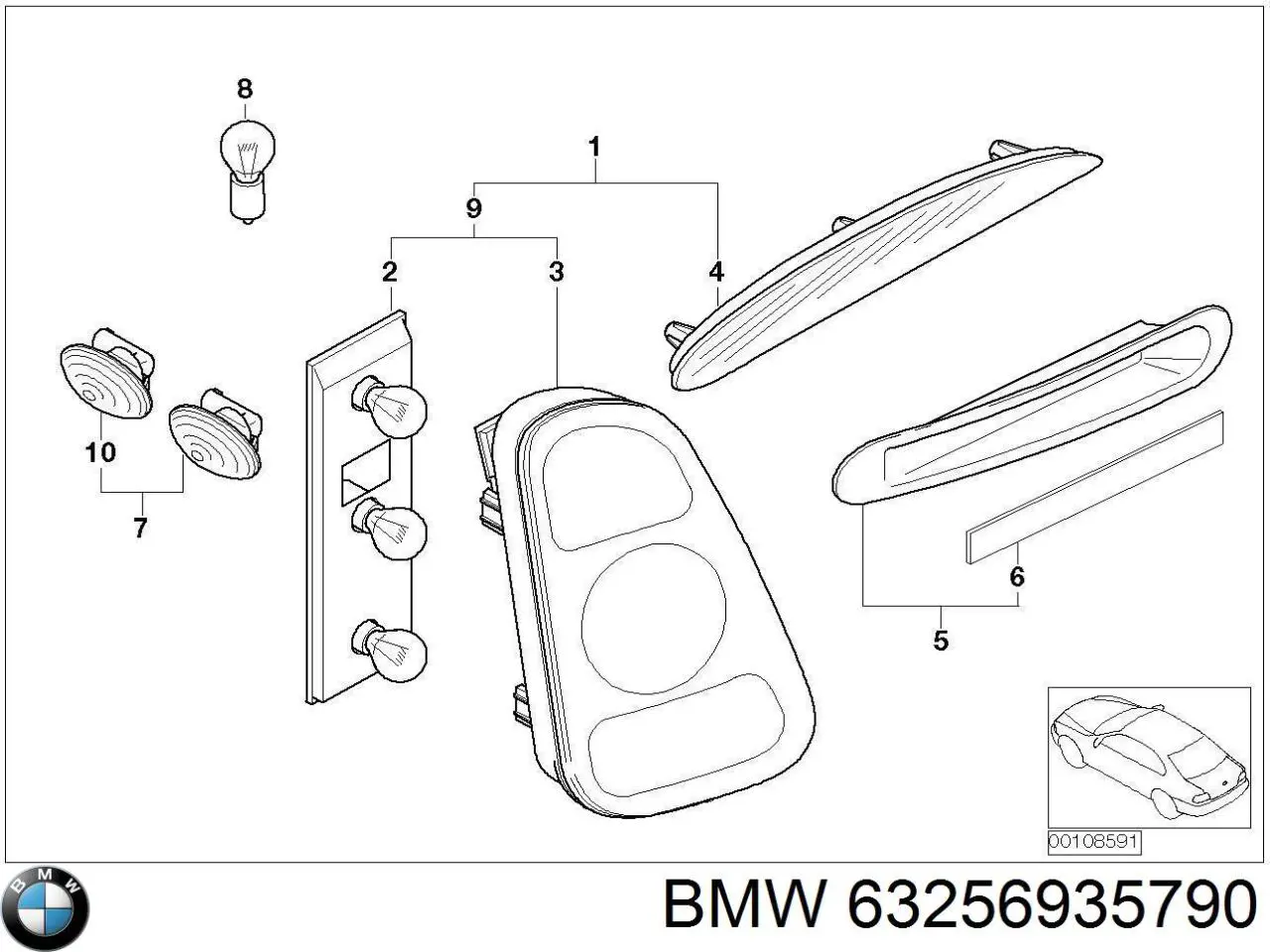 Фонарь сигнала торможения BMW 63256935790 цена, от 120.36 USD