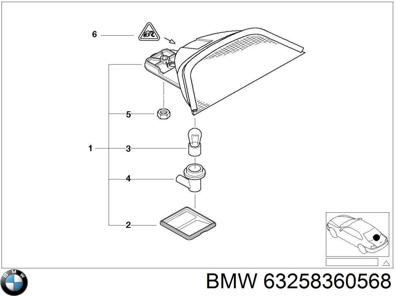 Стоп-сигнал задний дополнительный 63258360568 BMW