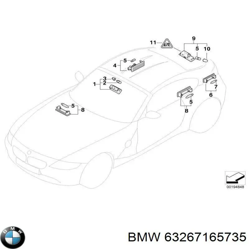 63267165735 BMW lanterna da luz de fundo de matrícula traseira