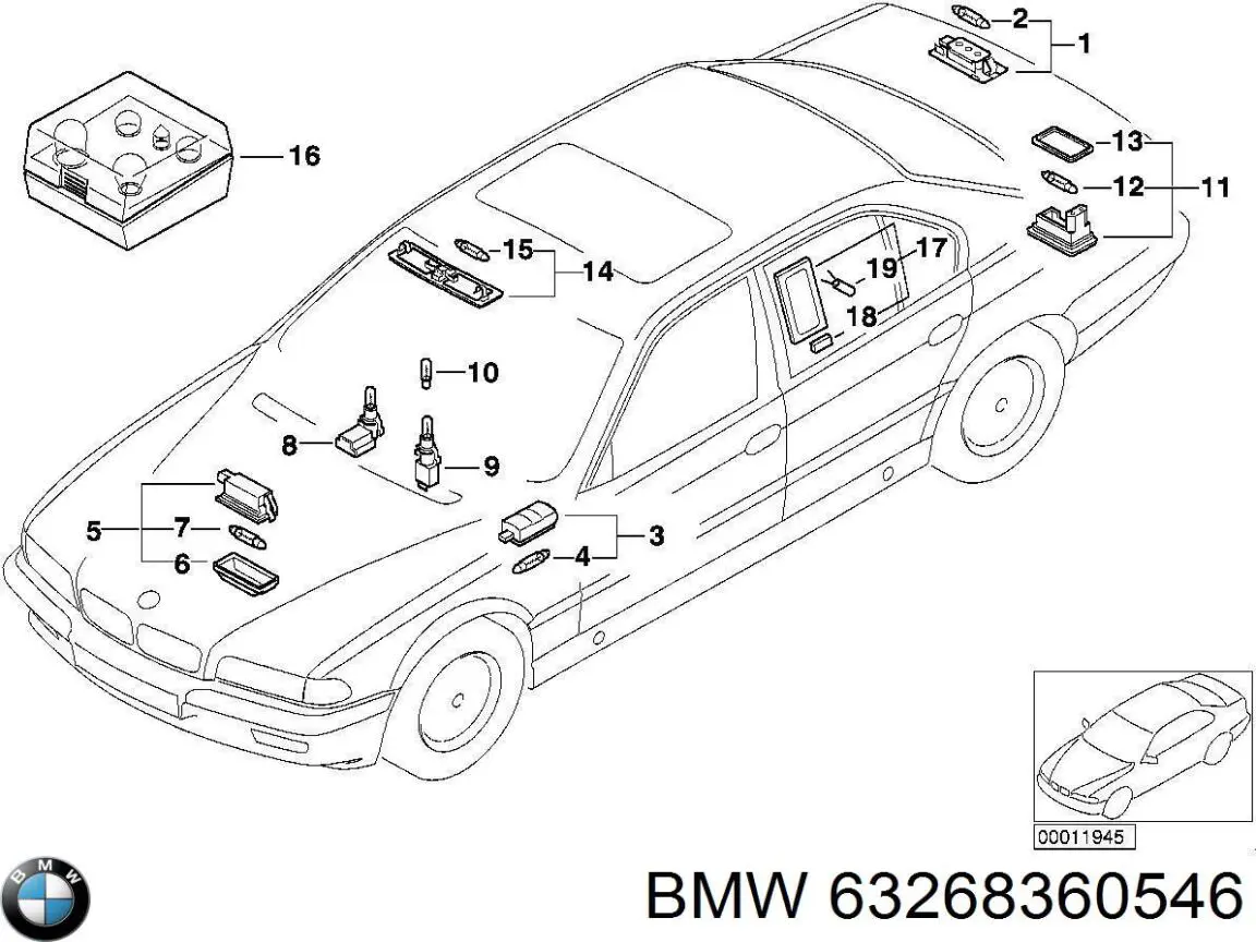 Фонарь подсветки номерного знака 63268352424 BMW