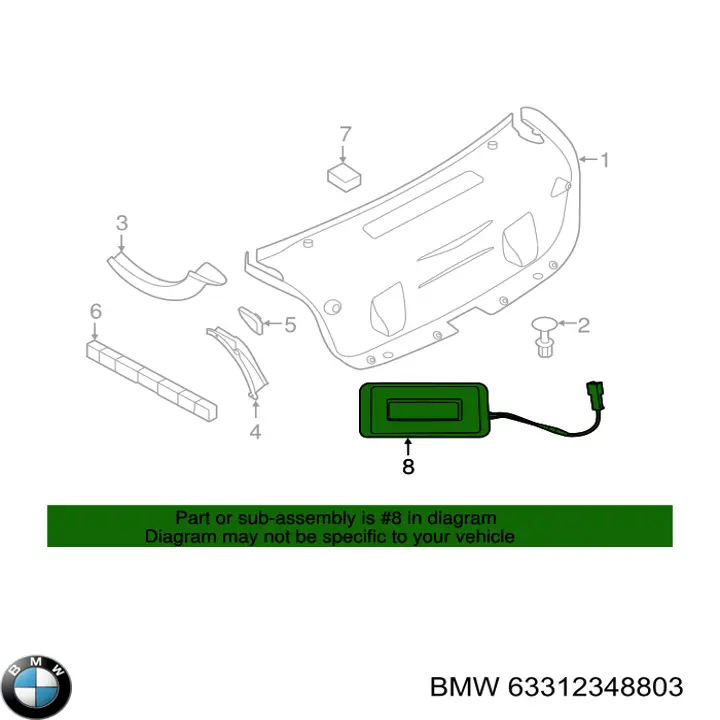 Плафон подсветки багажного отсека BMW 63312348803 цена, от 65.52 USD