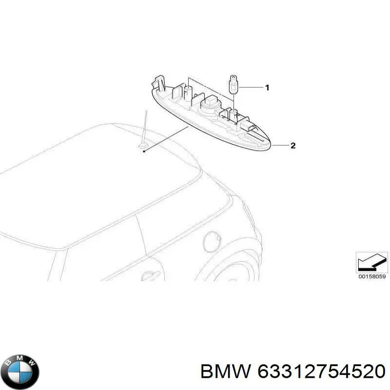 3422625 BMW quebra-luz traseiro de iluminação de salão (de cabina)