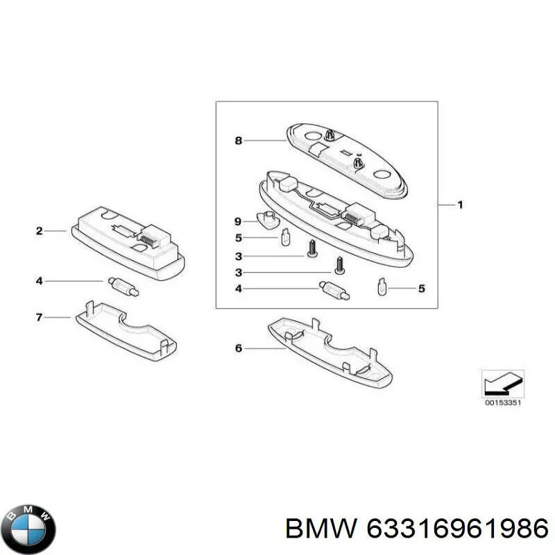 Плафоны внутреннего освещения BMW 63316961986 цена, от 42.33 USD