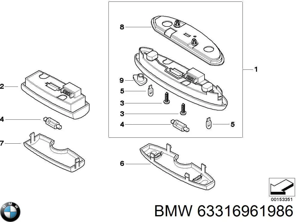 63316961986 BMW Лампочка освещения салона