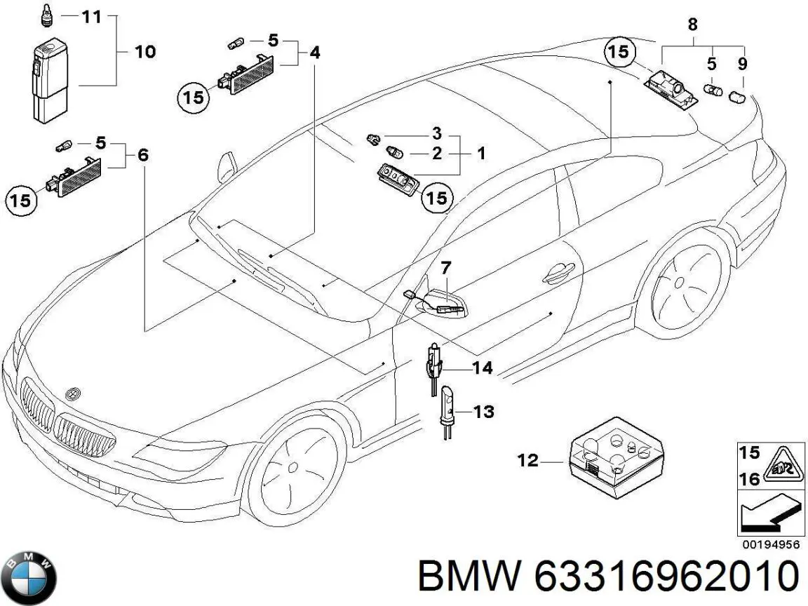 63316962010 BMW Лампочка освещения салона