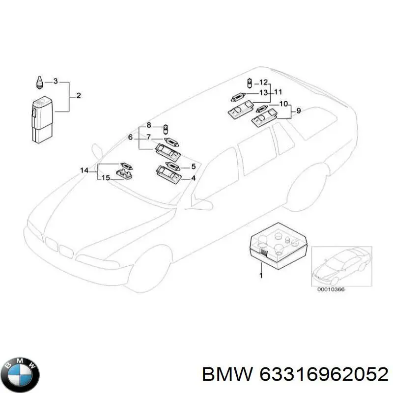 Купить 72608360066 BMW Плафон освещения салона (кабины) задний