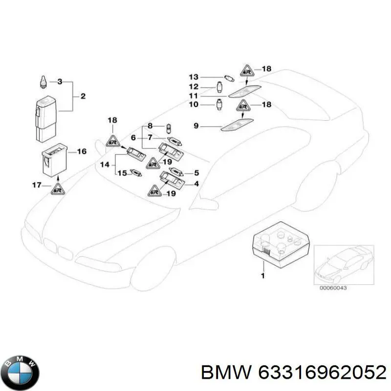 Плафон освещения салона (кабины) задний BMW 63318360066 цена, от 36.28 USD