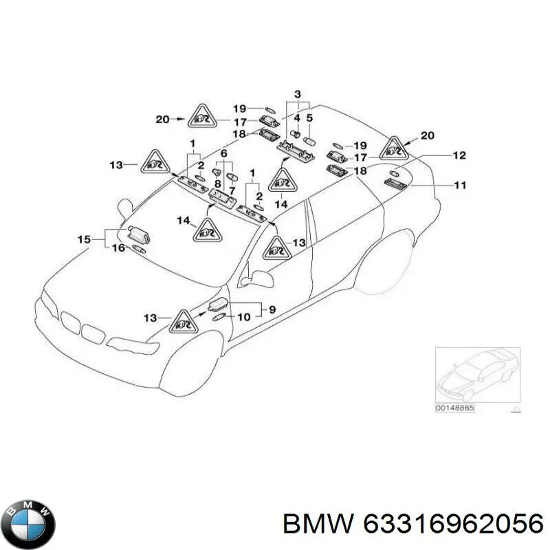 Quebra-luz traseiro de iluminação de salão (de cabina) para BMW X5 (E53)