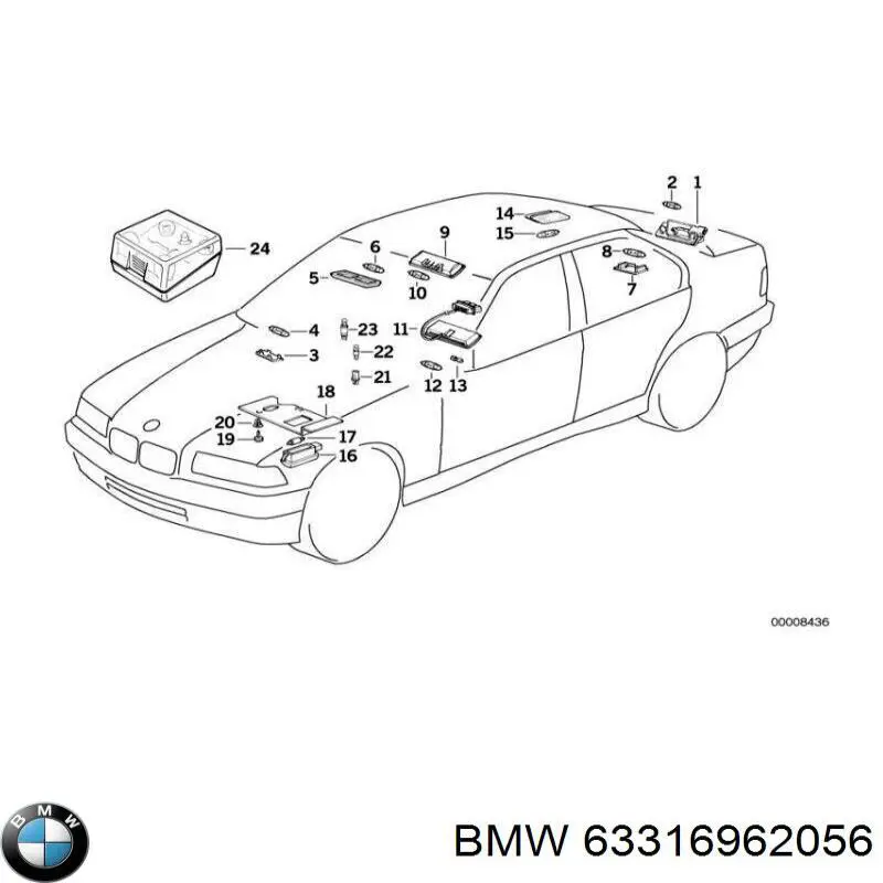 Плафон освещения салона (кабины) задний 63316962056 BMW