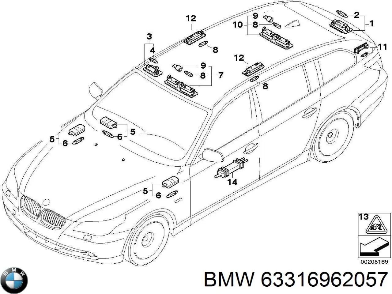 Плафон освещения салона (кабины) задний BMW 63316962057 цена, от 8.32 USD