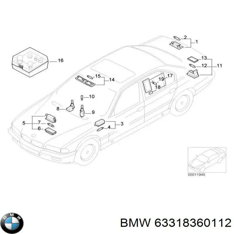 Плафоны внутреннего освещения BMW 63318360112 цена, от 6.33 USD