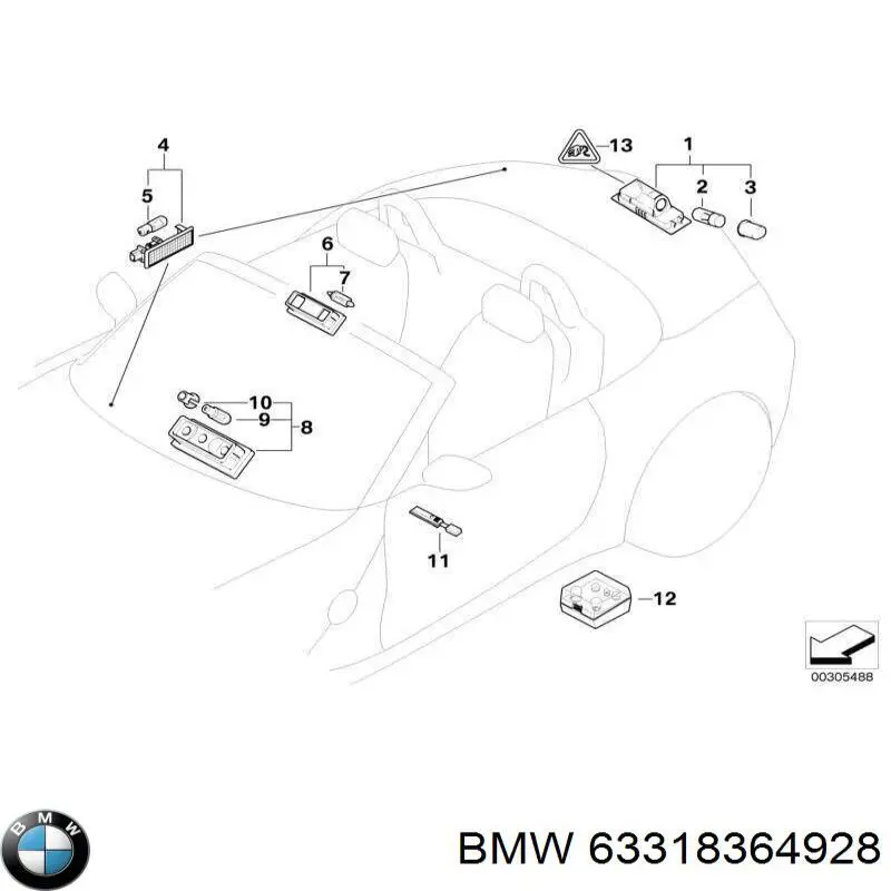 63316962141 BMW плафон освещения салона (кабины)