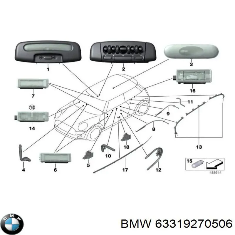 Плафон подсветки багажного отсека 9270506 BMW